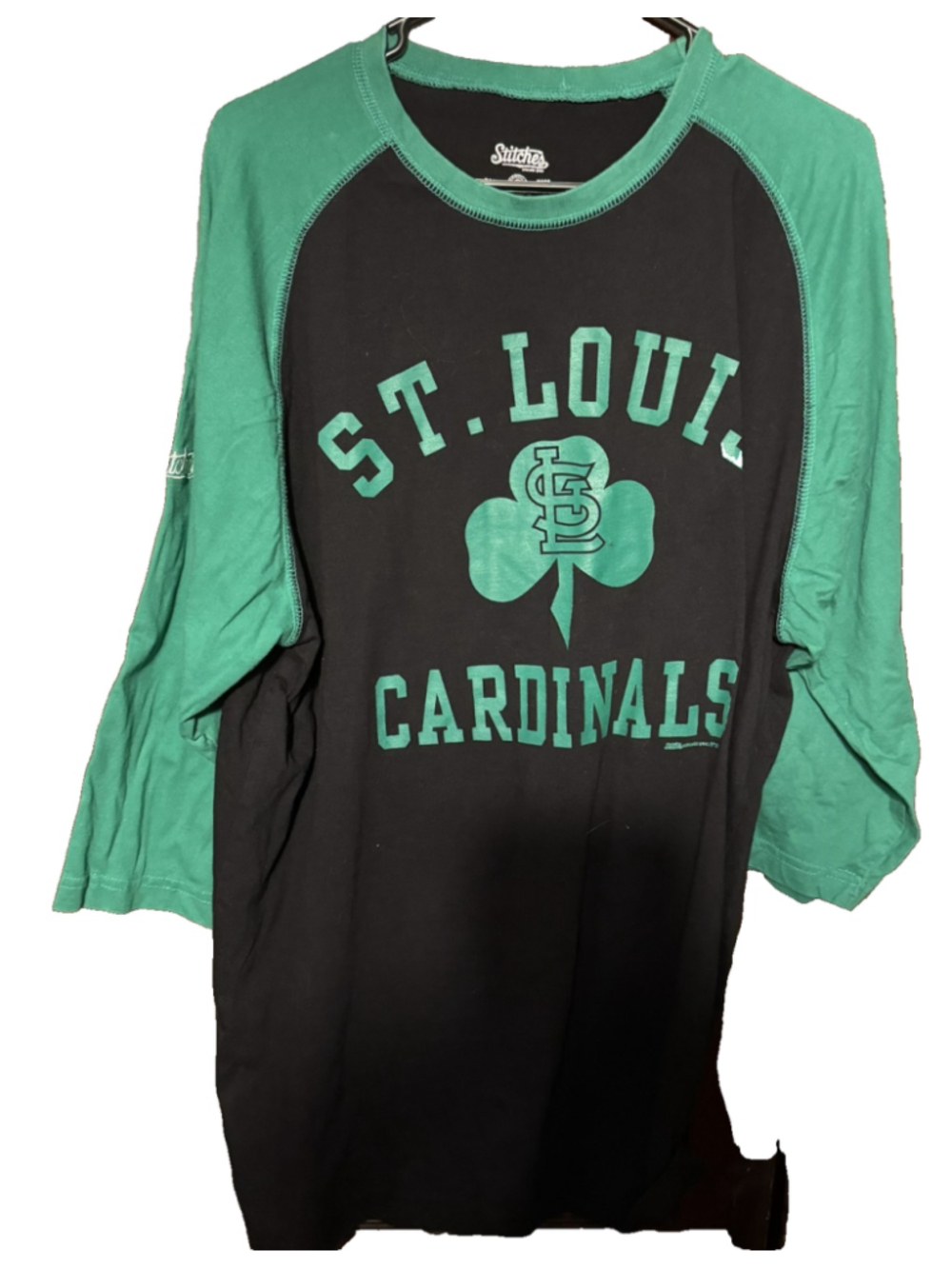 St. Louis Cardinals St. Pats Stitches T-Shirt Size XL Black